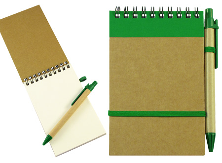 Libreta ecológica con bolígrafo Color Verde